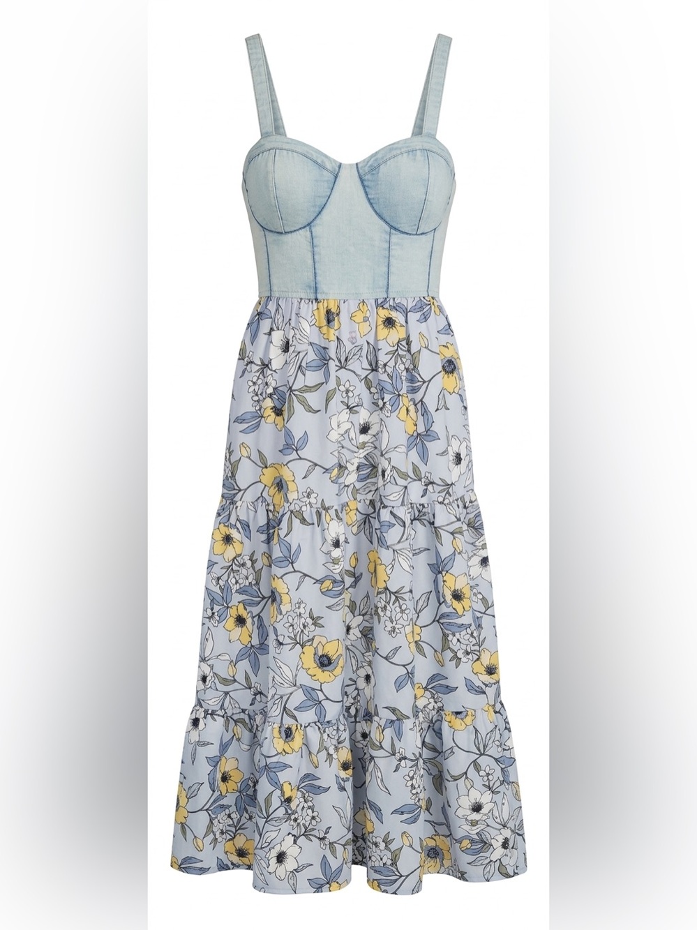 BOG COLLECTIVE Corset Floral Midi Dress M NWT